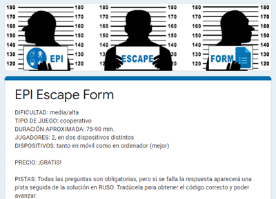 EPI Escape Form